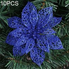 10 PCS 15cm Simulation Hollow Artificial Flower Children Birthday Party Decoration New Year Christmas Decor(Blue)