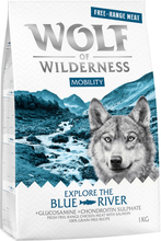 Zum Sonderpreis! Wolf of Wilderness Trockenfutter 2 x 1 kg - Mobility Explore the Blue River - Freilandhuhn & Lachs