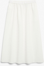Textured high waist A-line skirt - White