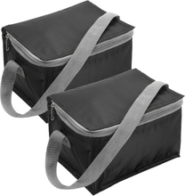 Trendoz set van 2x stuks kleine koeltas zwart voor 6 blikjes met rits en draagband