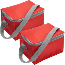 Trendoz set van 2x stuks kleine koeltas rood voor 6 blikjes met rits en draagband
