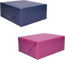 Trendoz pakket van 4x rollen Kraft inpakpapier/kaftpapier paars en blauw 200 x 70 cm