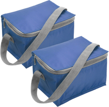 Trendoz set van 2x stuks kleine koeltas blauw voor 6 blikjes met rits en draagband
