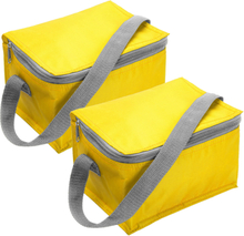 Trendoz set van 2x stuks kleine koeltas geel voor 6 blikjes met rits en draagband