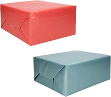 Trendoz pakket van 4x rollen Kraft inpakpapier/kaftpapier blauw en rood 200 x 70 cm