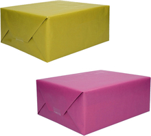 Trendoz pakket van 4x rollen Kraft inpakpapier/kaftpapier paars en groen 200 x 70 cm