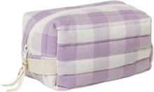 Quilted Toiletry Bag - Lilac Checks Accessories Bags Toiletry Bag Purple Fabelab