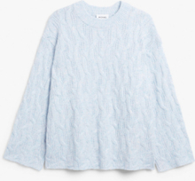 Oversized cable knit sweater - Blue