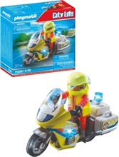 "Playmobil City Life Rescue Motorcycle With Flashing Light - 71205 Toys Playmobil Toys Playmobil City Life Multi/patterned PLAYMOBIL"