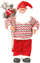 Jultomtefigur med Stickad Tröja och Julklappssäck 60 cm