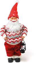 Jultomtefigur med Stickad Tröja och Lykta 40 cm