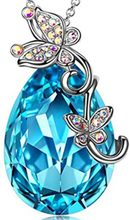 Butterfly Blue Droplet Crystal hänge halsband