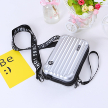 Luggage Box Bag Shoulder Personality Hand Holding Mini Travel Box Small Square Handbag(Silver)