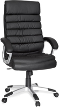 Rootz kontorsstol syntetiskt läder svart ergonomisk med nackstöd - Design executive stol Skrivbordsstol med rocker funktion - Snurrstol högt ryggstöd