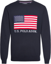 Uspa Knit Adam Men Tops Knitwear Round Necks Navy U.S. Polo Assn.