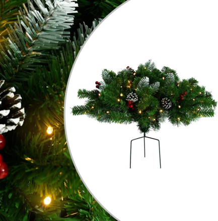 vidaXL Konstgjord julgran med lysdioder grön 40 cm PVC