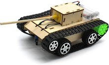 Wooden Electric Simulation Crawler Tank DIY Toy Assembly Model,Spec: No. 4 Follow The Black Line