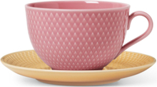 Rhombe Color Tekop M. Underkop 39 Cl Rosa/Sand Home Tableware Cups & Mugs Tea Cups Pink Lyngby Porcelæn