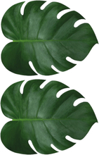 2x stuks bladvorm placemats van vinyl 34 x 44 cm groen