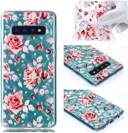 Samsung Galaxy S10 Hülle - 3D Diamond Effekt - Soft TPU Cover - Blumen