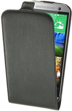 Slim FlipCase - PU-Leder - Alu gebürstet - HTC One M8 - schwarz