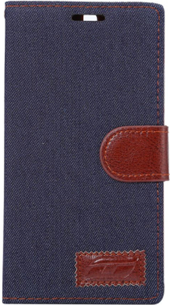Huawei P9 Plus Case - Jeans Design - BookCase - PU-Leder - blau-braun