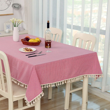 Cloth Cotton Dining Tablecloth Decoration Cloth, Size:140x220cm(Pink Stripe)