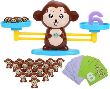 Math Learning Game Monkey Match, Counting Toys Game Montessori Monkey Scale Balance Digital Balans