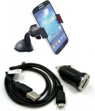 Handy Autoset - 3in1 - KFZ Ladegerät mit USB Buchse und microUSB Kabel und Ha...