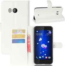 HTC U11 Case - Book Case Flip Stand - PU-Leder - weiss
