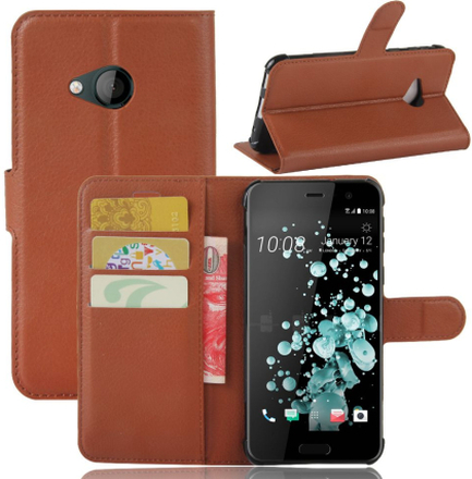 HTC U Play Alpine Case - Book Case Flip Stand - PU-Leder - braun