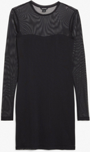 Long sleeve mesh bodycon dress - Black