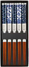 Tokyo Design Studio - Spisepinner chopstick 5 deler blå blomster