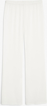 Regular waist straight leg textured trousers - White