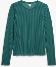 Long sleeved ribbed velour top - Green