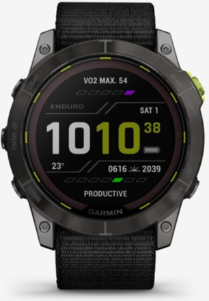Garmin Enduro 2 GPS-Klocka Gray DLC Ti med svart UltraFit-nylonrem