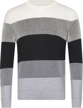 Structured Colorblock Knit Tops Knitwear Round Necks White Tom Tailor