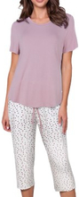 Lady Avenue Shortsleeve PJ With Pirate Pants Lavendel Bambus Small Dame