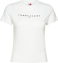 Tjw Slim Linear Tee Ss Ext T-shirts & Tops Short-sleeved Hvit Tommy Jeans*Betinget Tilbud