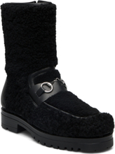 Teddy Boot W/Buckle Shoes Boots Ankle Boots Ankle Boots Flat Heel Black Apair