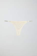 Gina Tricot - Rhinestone lace thong - Truser - White - L - Female