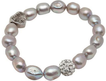 Pearls for Girls. Armband med grå pärlor och bling