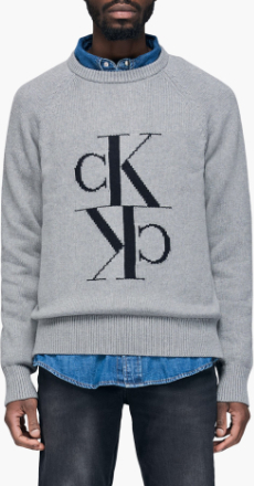 Calvin Klein Jeans - Mirrored Monogram Cn Sweater - Grå - L