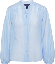 Rel Cotton Silk Blouse Tops Blouses Long-sleeved Blue GANT