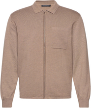 Milano Knitted Zip Through Tops Knitwear Full Zip Jumpers Beige French Connection