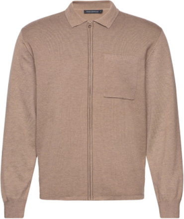 Milano Knitted Zip Through Tops Knitwear Full Zip Jumpers Beige French Connection