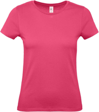 Set van 2x stuks fuchsia roze basic t-shirts met ronde hals voor dames van katoen, maat: XS (34)