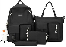 4Pcs Canvas Backpack Combo Set School Bags with Pencil Bag Casual School Bag for Teenagers Handbag C