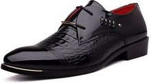 Men Metal Plaid Crocodile Pointed Toe Black Lace Up Formal Business Shoes