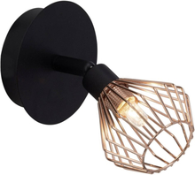 BRILLIANT lampa Dalma väggfärg svart / koppar | 1x QT14, G9, 33W, lämplig för stiftlampor (medföljer ej) | Skala A ++ till E | Svängbart huvud